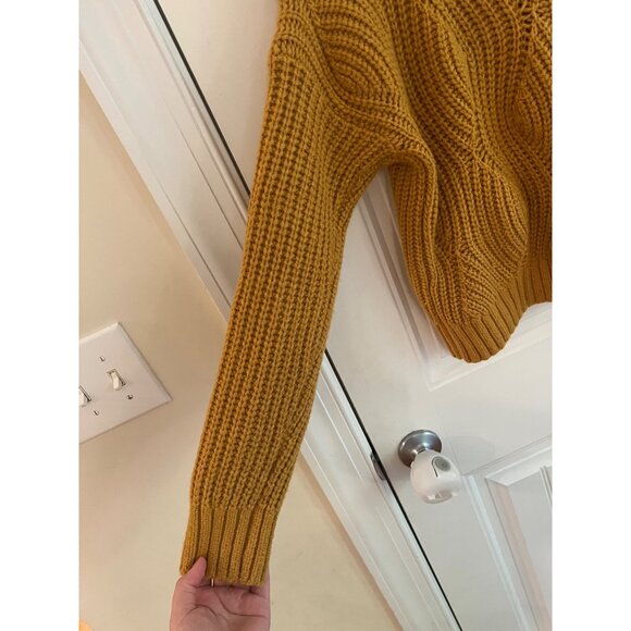 Madewell Everett Cable Knit Alpaca Wool Blend Sweater In Heather Cumin Sz Medium - Picture 4 of 7